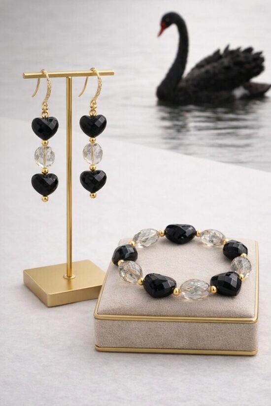 Dabīgo pērļu rotu komplekts "Tumsas Grācija"